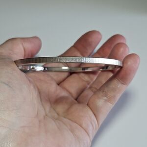 Monet Silver Tone Etched Bangle Bracelet 8.25"